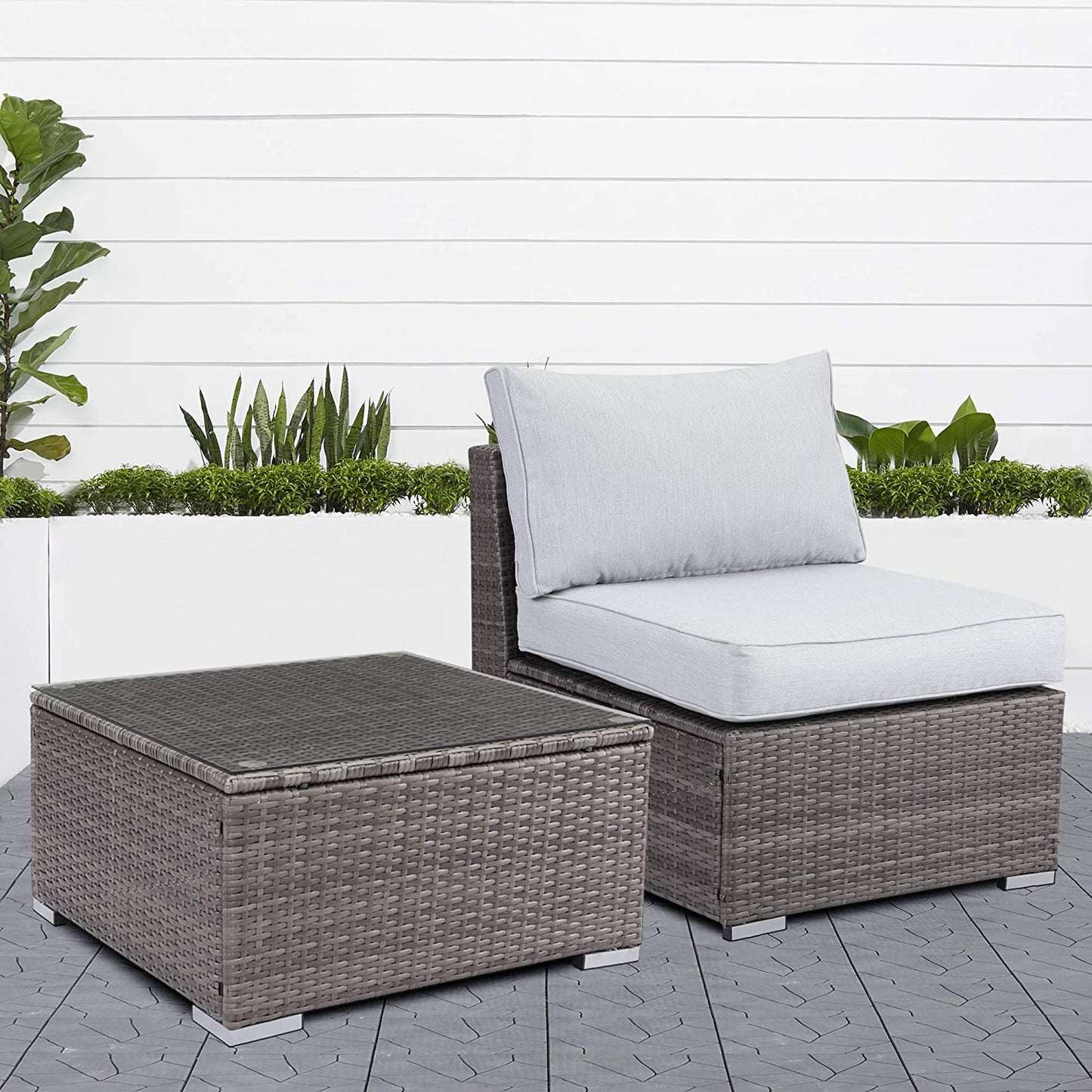 2PC Patio Furniture Sofas with Coffee Table