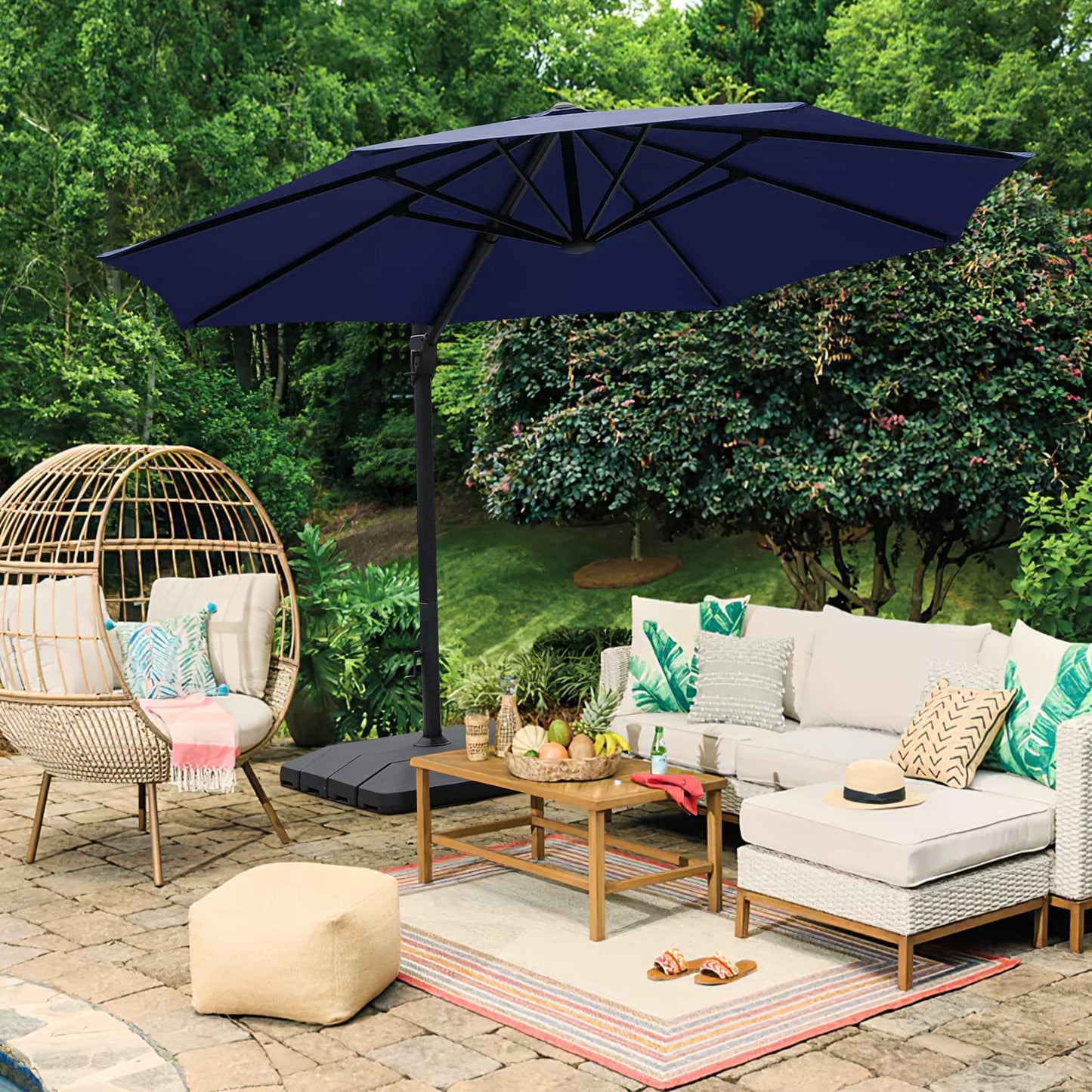 Offset patio umbrella with base included 11ft Offset Cantilever Umbrella