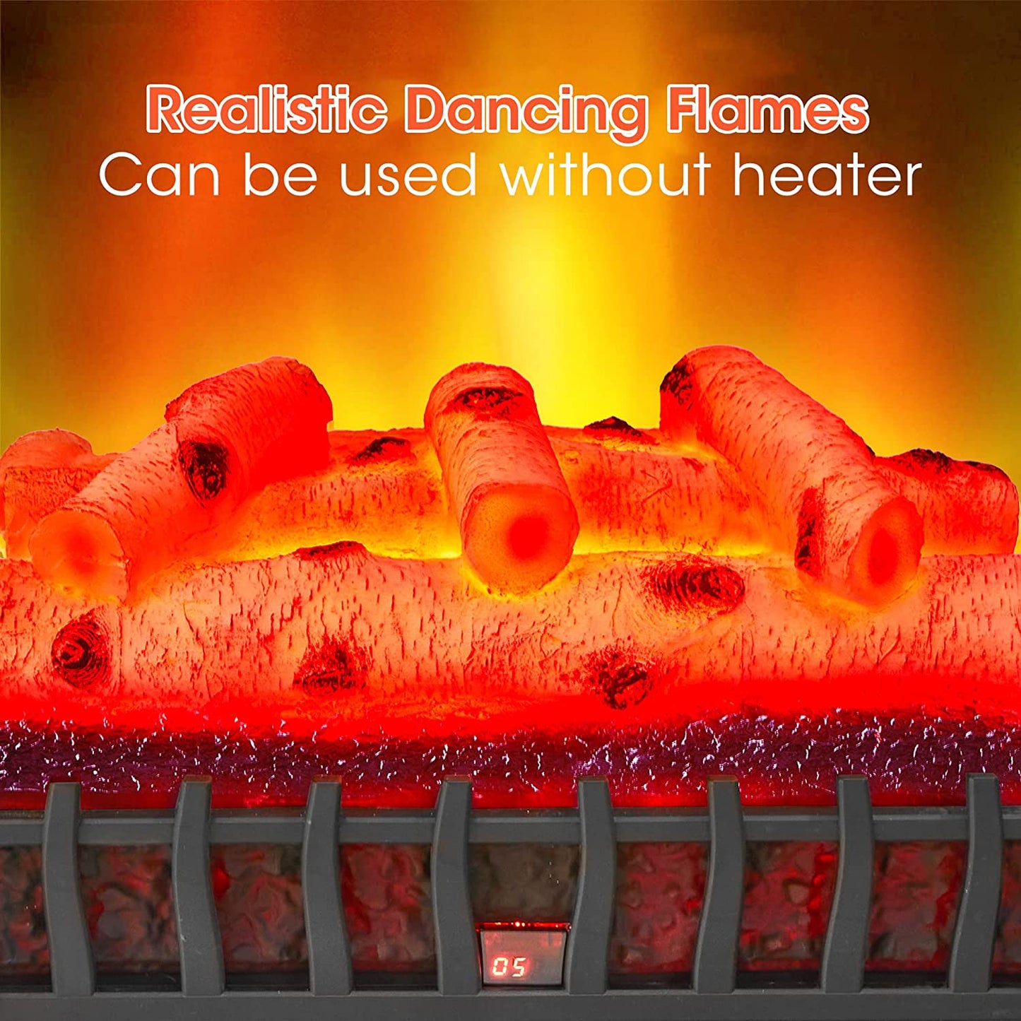 Electric Fireplace Logs Set Heater Realistic Ember Bed for Indoor Use 20Inch