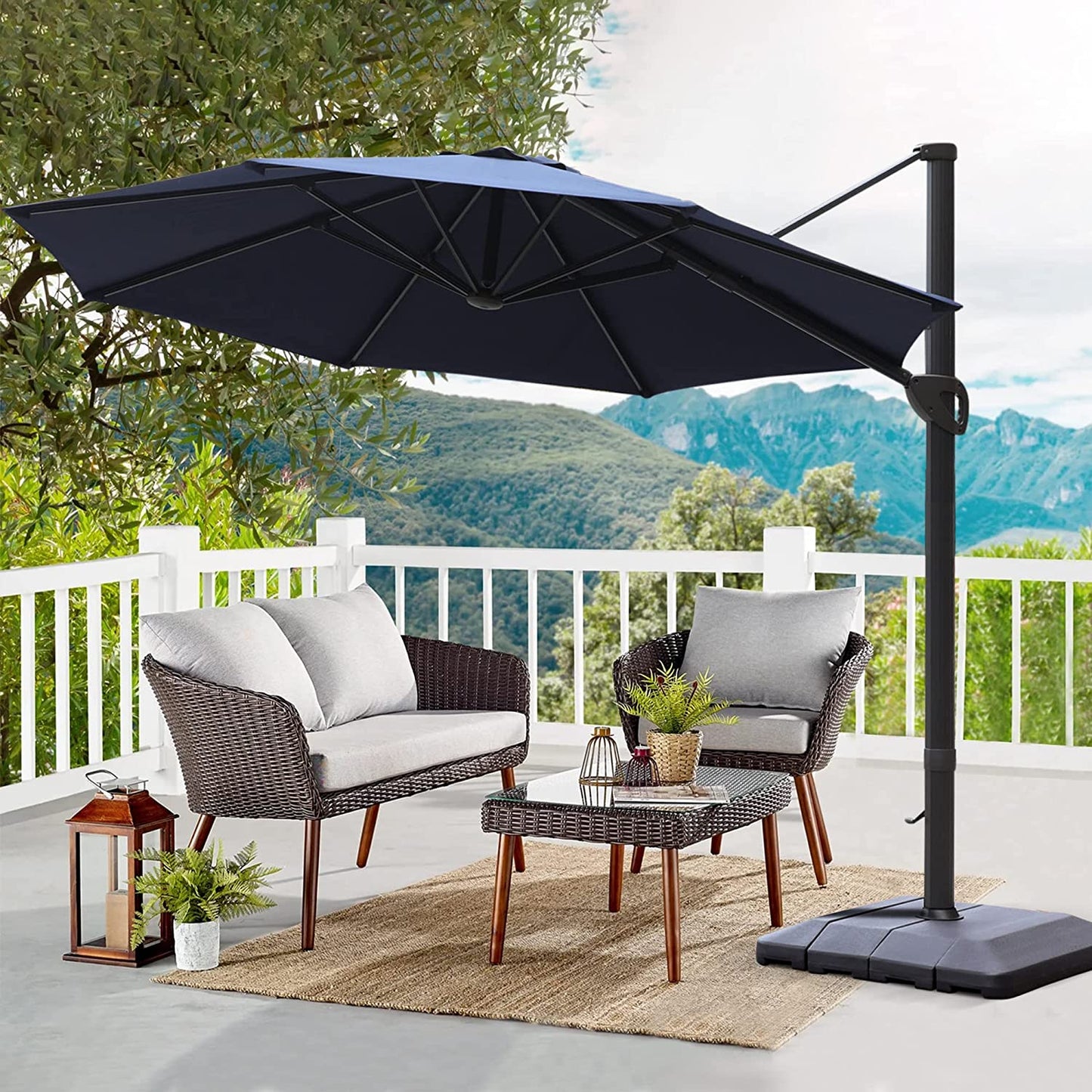 Offset patio umbrella with base included 11ft Offset Cantilever Umbrella