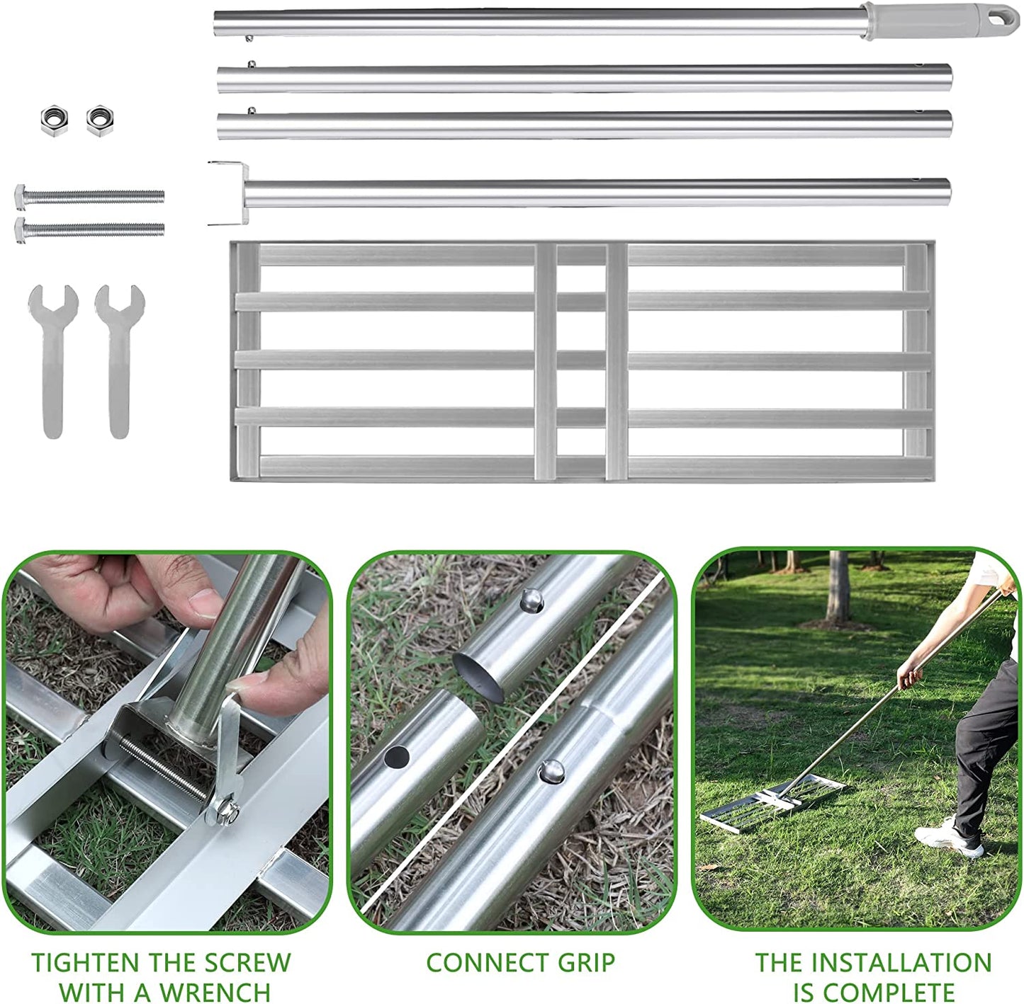 Lawn Leveling Rake Stainless Steel Landscape Lawn Leveler Tool