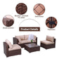 5 Pieces Furniture Sectional Wicker Sofa with Coffee Table - Sunvivi