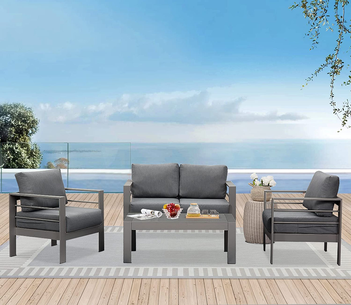 Aluminum Patio Furniture Set 4 Pieces