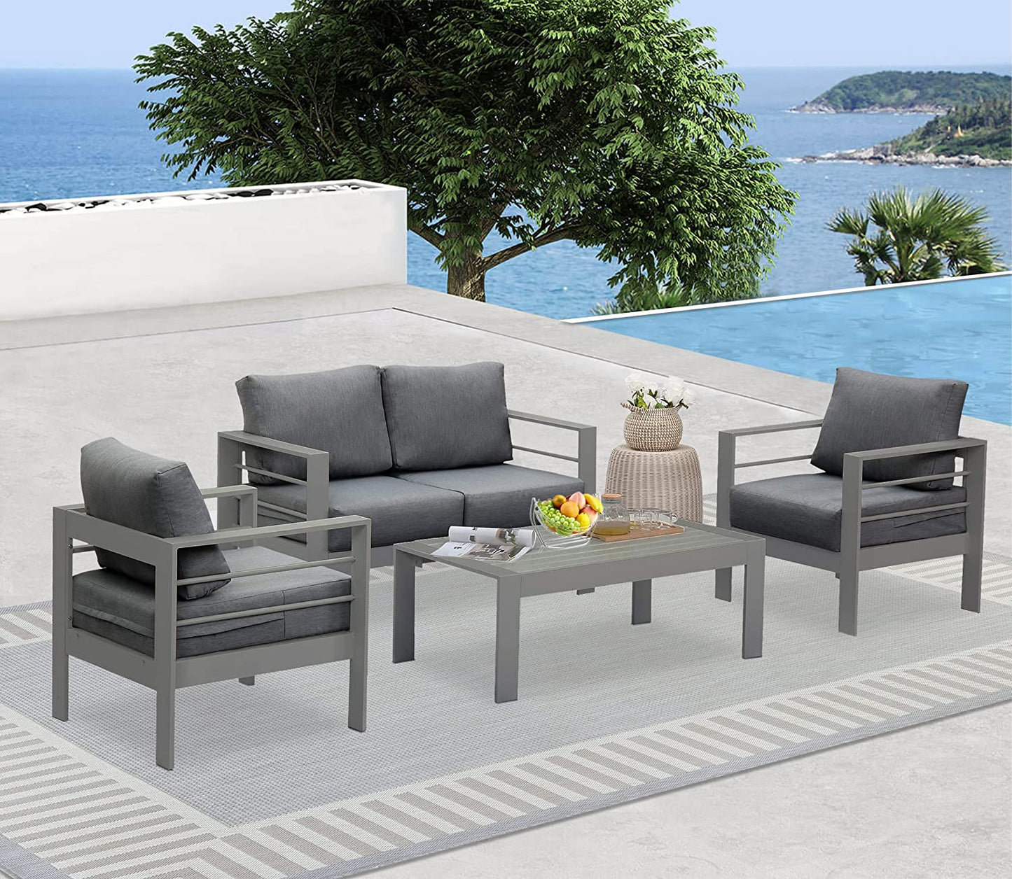 Aluminum Patio Furniture Set 4 Pieces