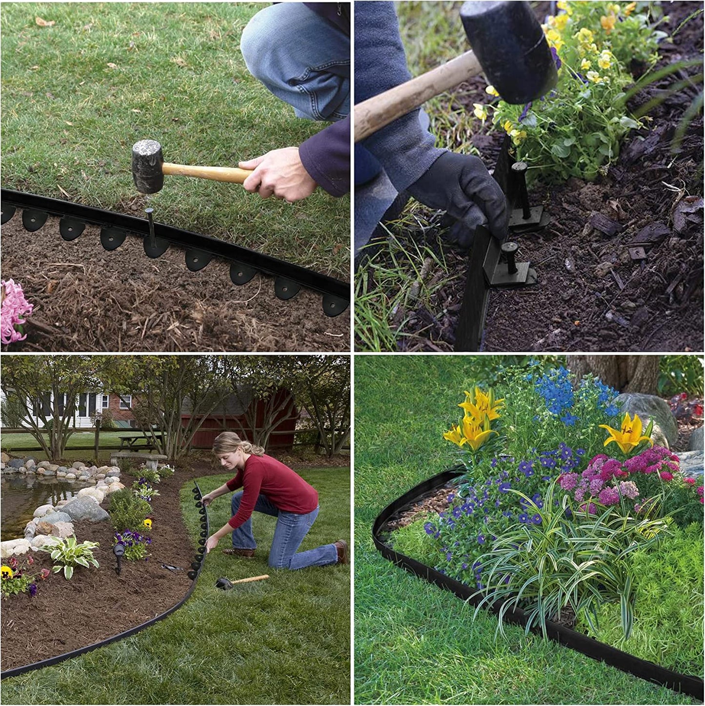 Landscape Edging Kit No Dig Garden Edging Border with Anchoring Spikes