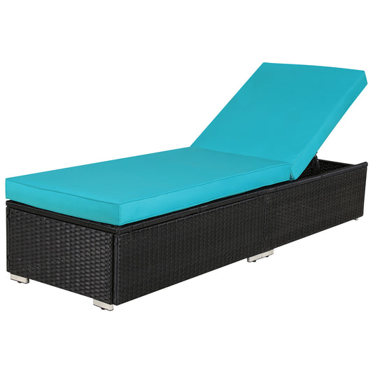 Lounge Wicker Chair, Blue Cushion - Sunvivi