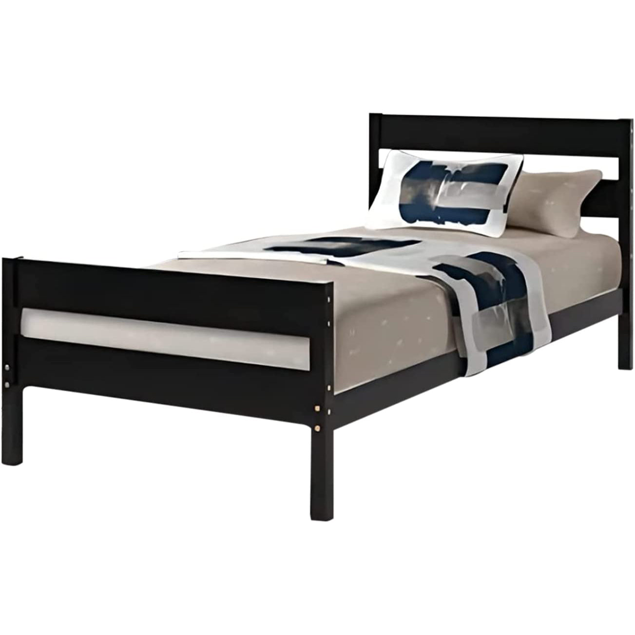 Maycasa Twin Bed, Wood Twin Bed Frame with Headboard and Footboard
