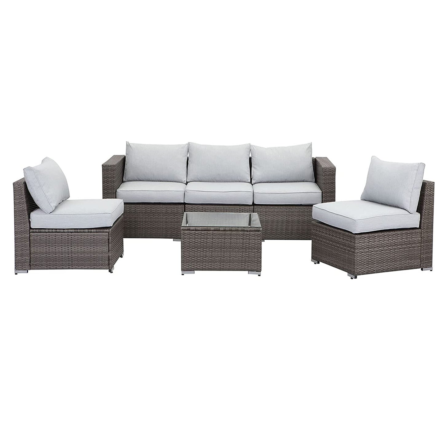 6 Piece Wicker Patio Furniture Sets with Cushion